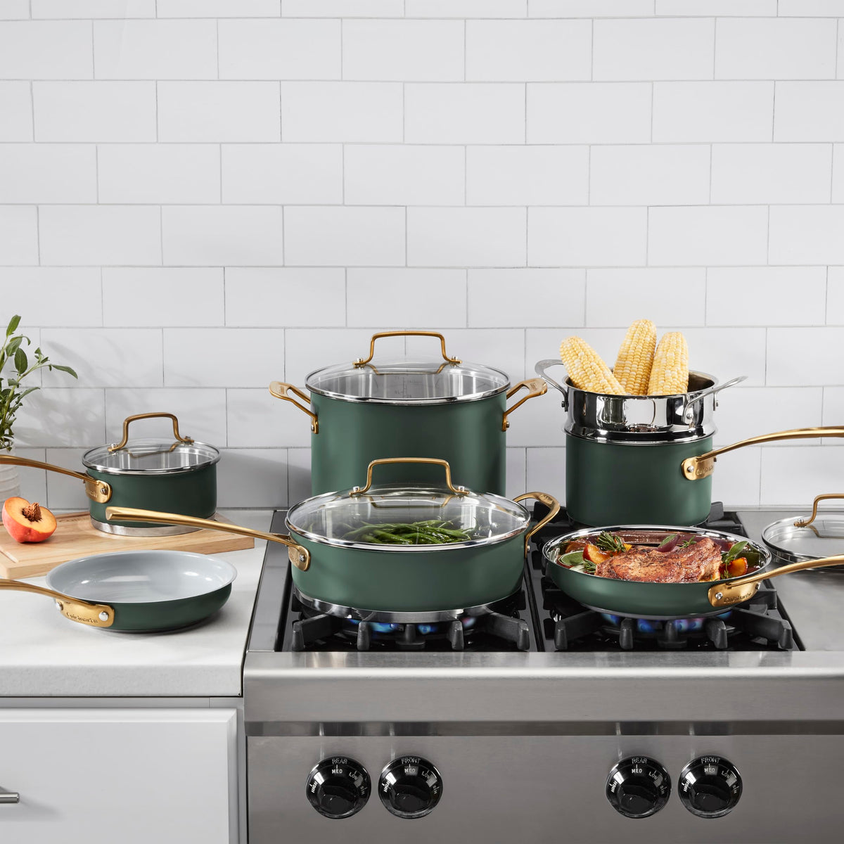 Cookware Set 11 Piece Stainless Steel Cookware Pots and Pans (Green)