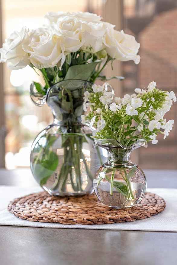 Hibiscus Glass Gray Bud Vase