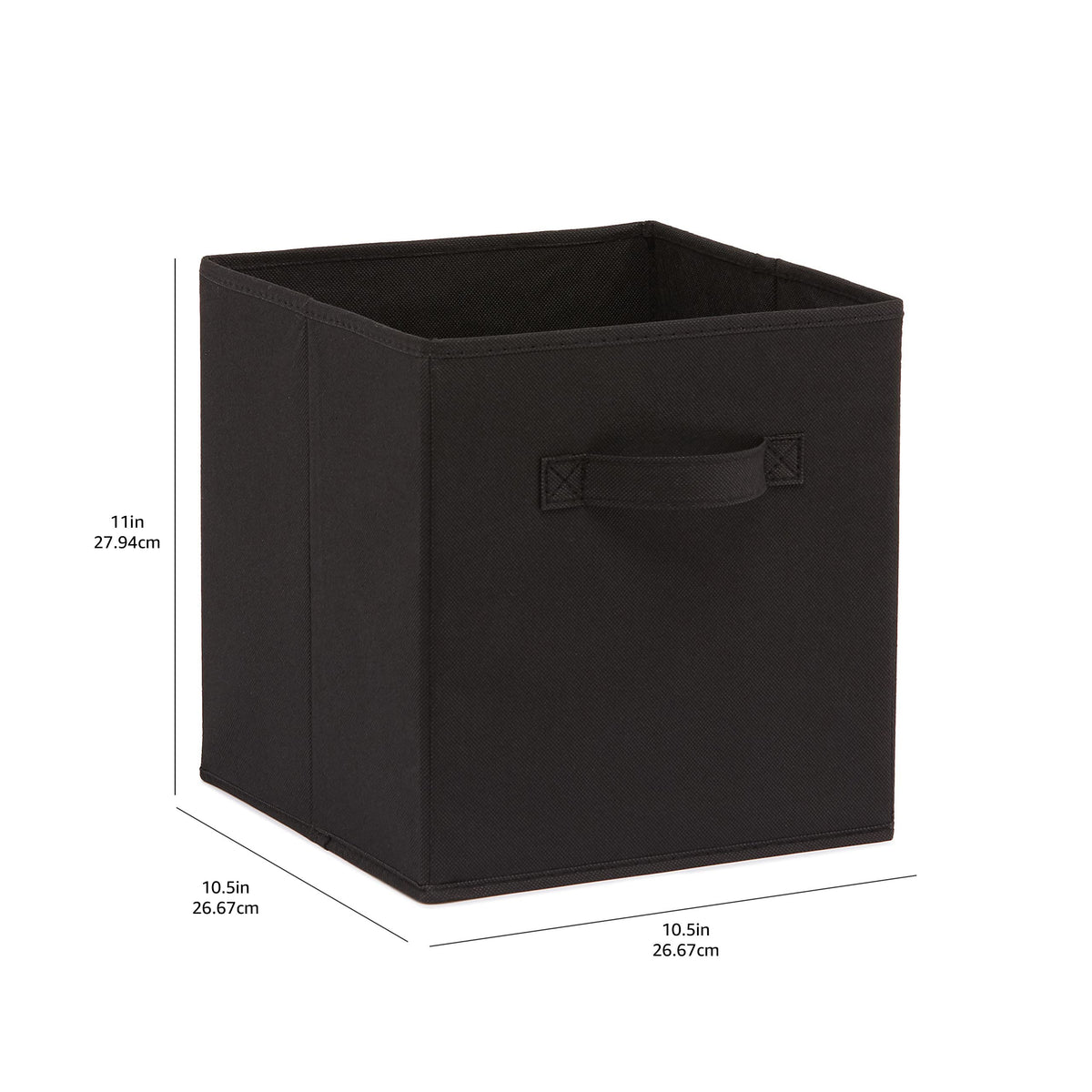 Collapsible Fabric Storage Bins Organizer with Handles (Black / 10.5"x10.5"x11")