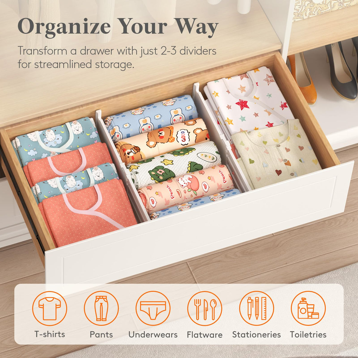 5" Tall Drawer Dividers (5"H, 11.5-18.5"L)