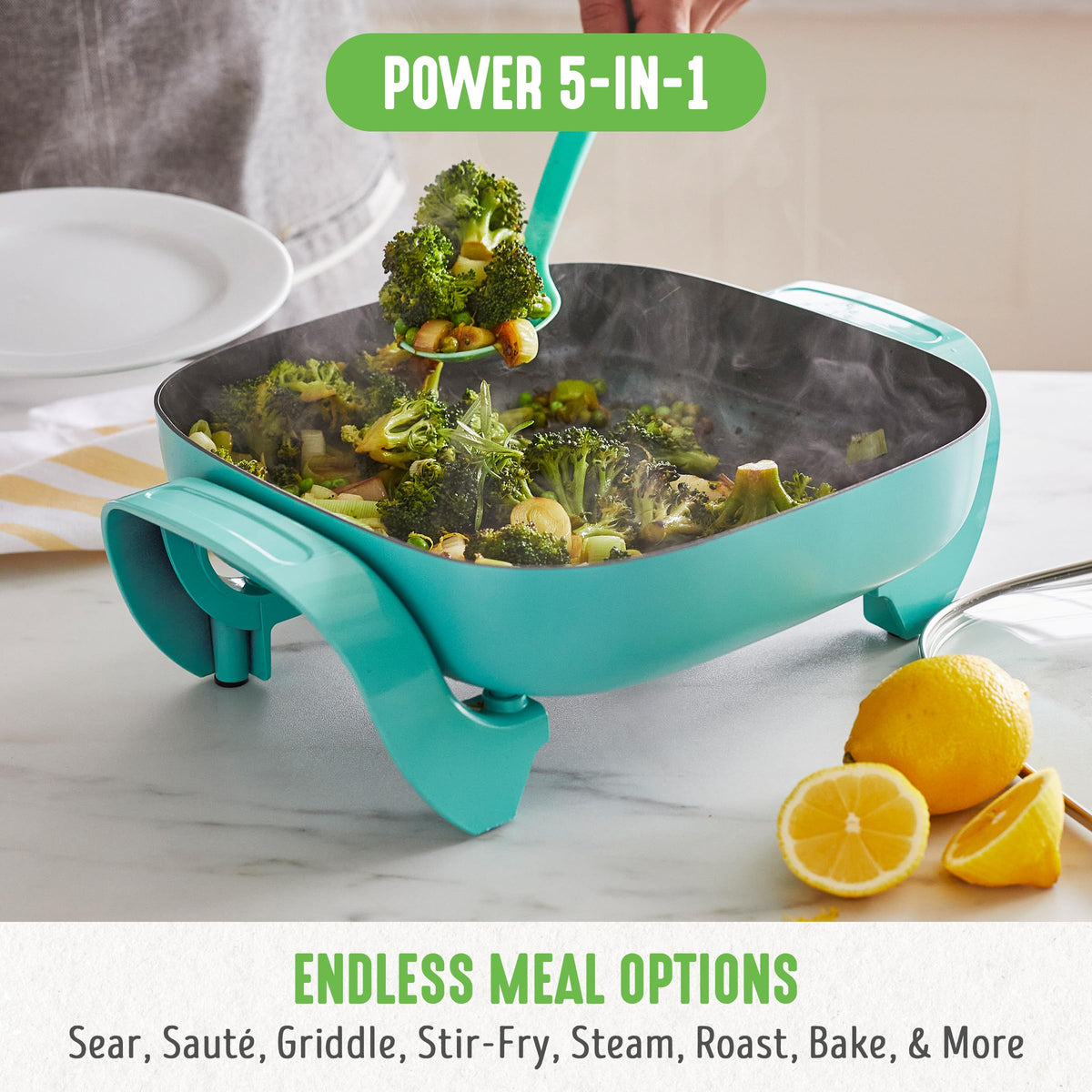 12" 5QT Electric Skillet (Turquoise / 5QT Skillet)