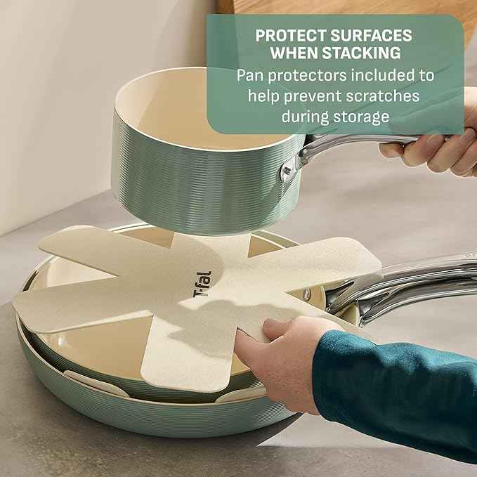 T-Fal Inspire Ceramic Frying Pans Nonstick 12 Inch Skillet, Oven Safe to 500°F, Cookware Stainless Steel Handle, Mint Green