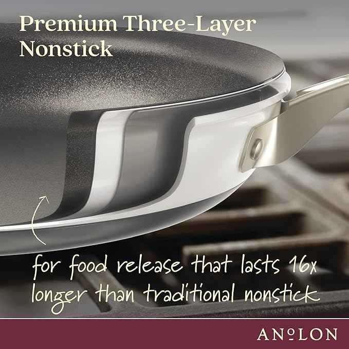 Anolon Achieve Hard Anodized Nonstick Cookware Pots and Pans Set, 9 Piece - Cream