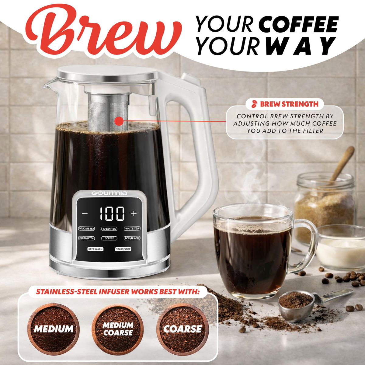 Electric Glass Kettle (White)