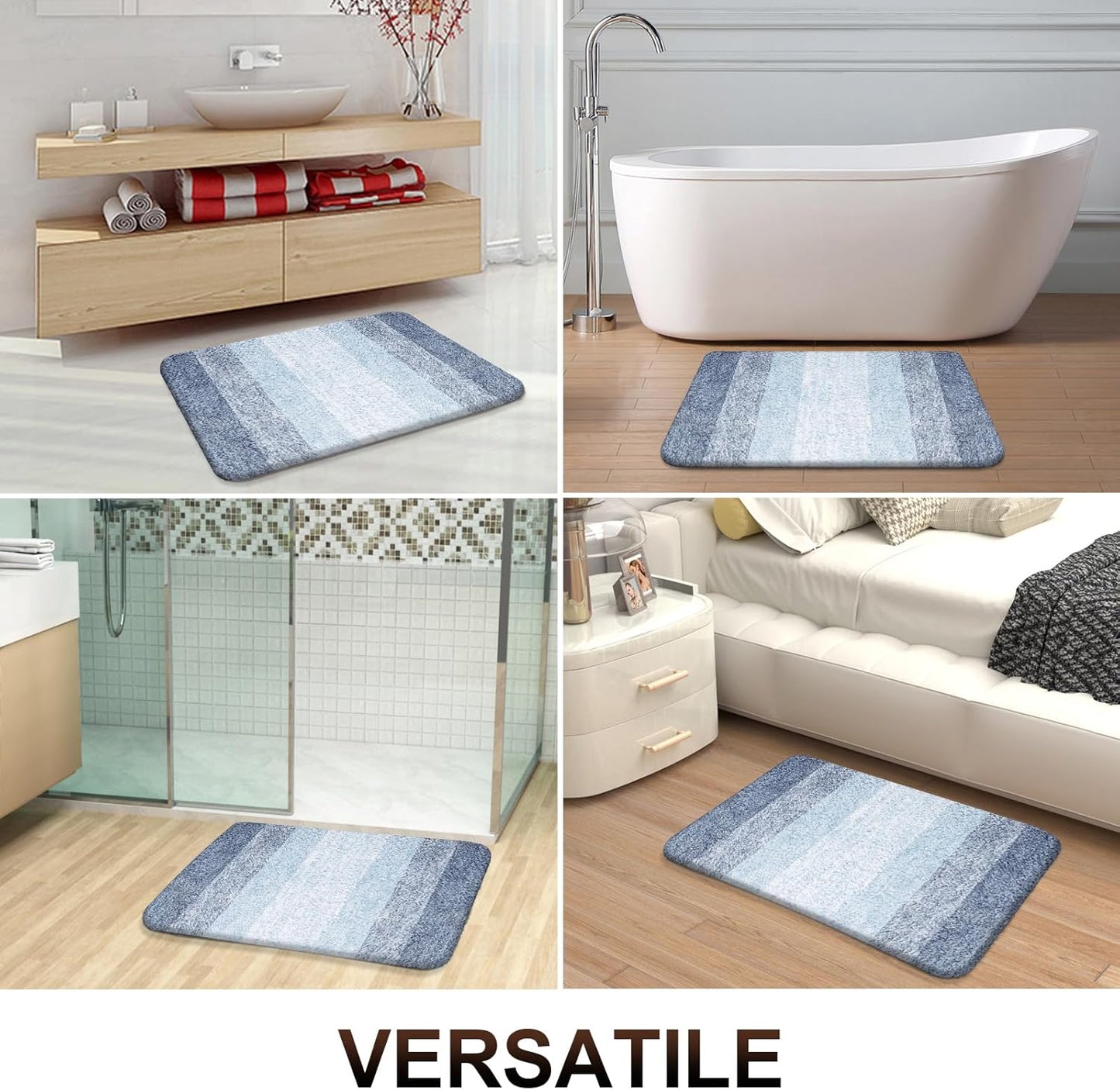 OLANLY Bathroom Rugs Mat 50x30, Extra Soft Absorbent Microfiber Bath Rugs, Rubber Backing, Quick Dry, Machine Washable Bath Mats for Bathroom Floor, Tub and Shower, Home Decor Accessories, Blue