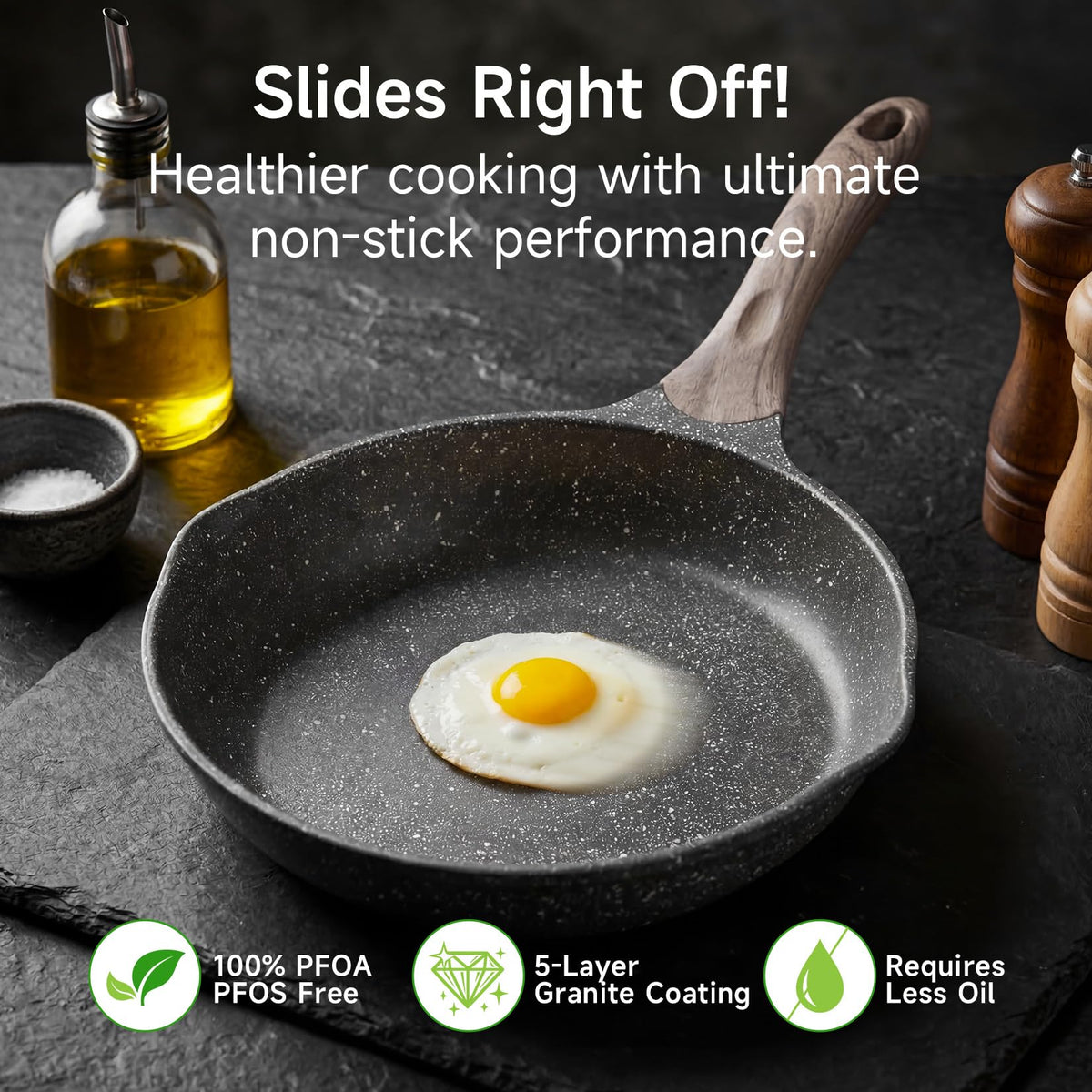 8 Inch Nonstick Frying Pan Easy Clean Small Egg Pan Skillet (Gray / 8")