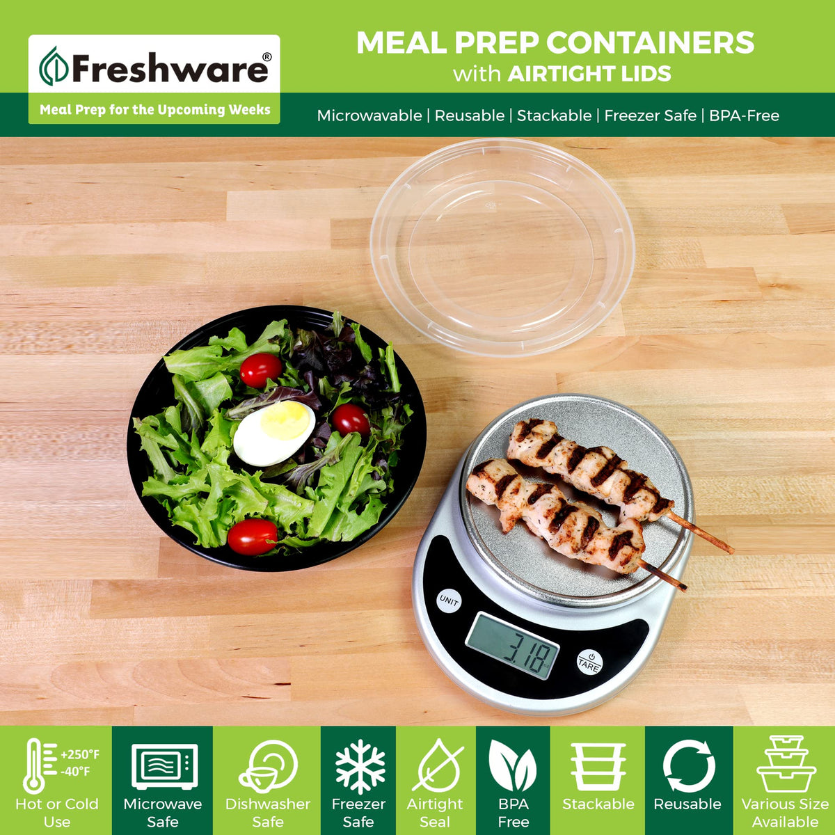 Meal Prep Bowl Containers [30 Pack] Plastic Bowls with Lids for Soup and Salad (Black / 28OZ-30PK)