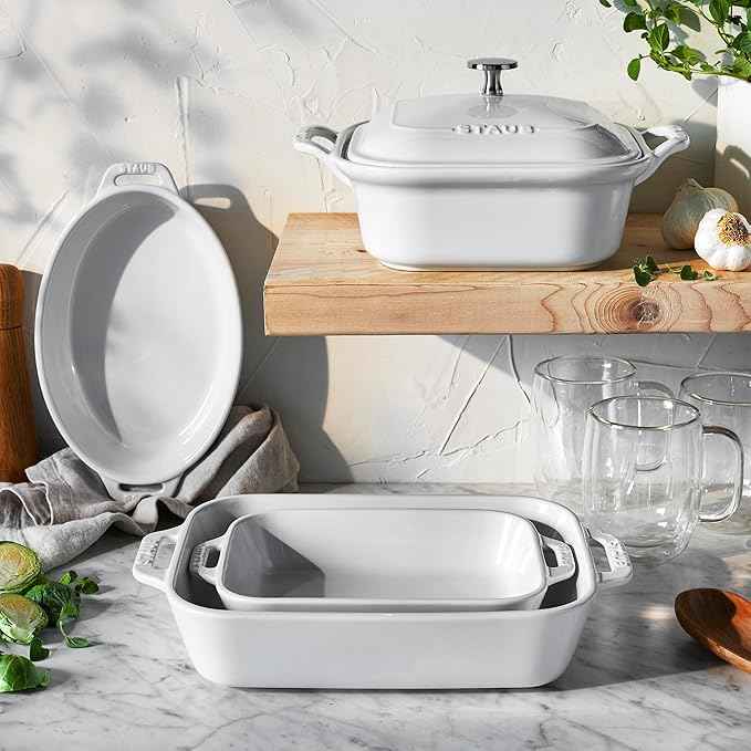 Staub Ceramic Stoneware 5-pc Mixed Baking Dish Set – White