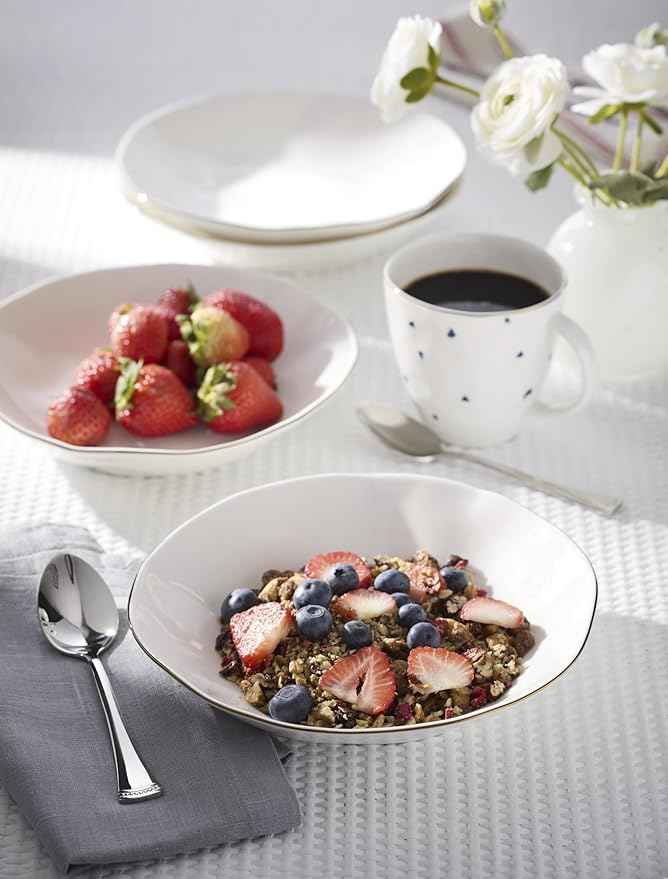 Lenox 899193 Blue Bay White Pasta Bowls, Set Of 4, Service For 4