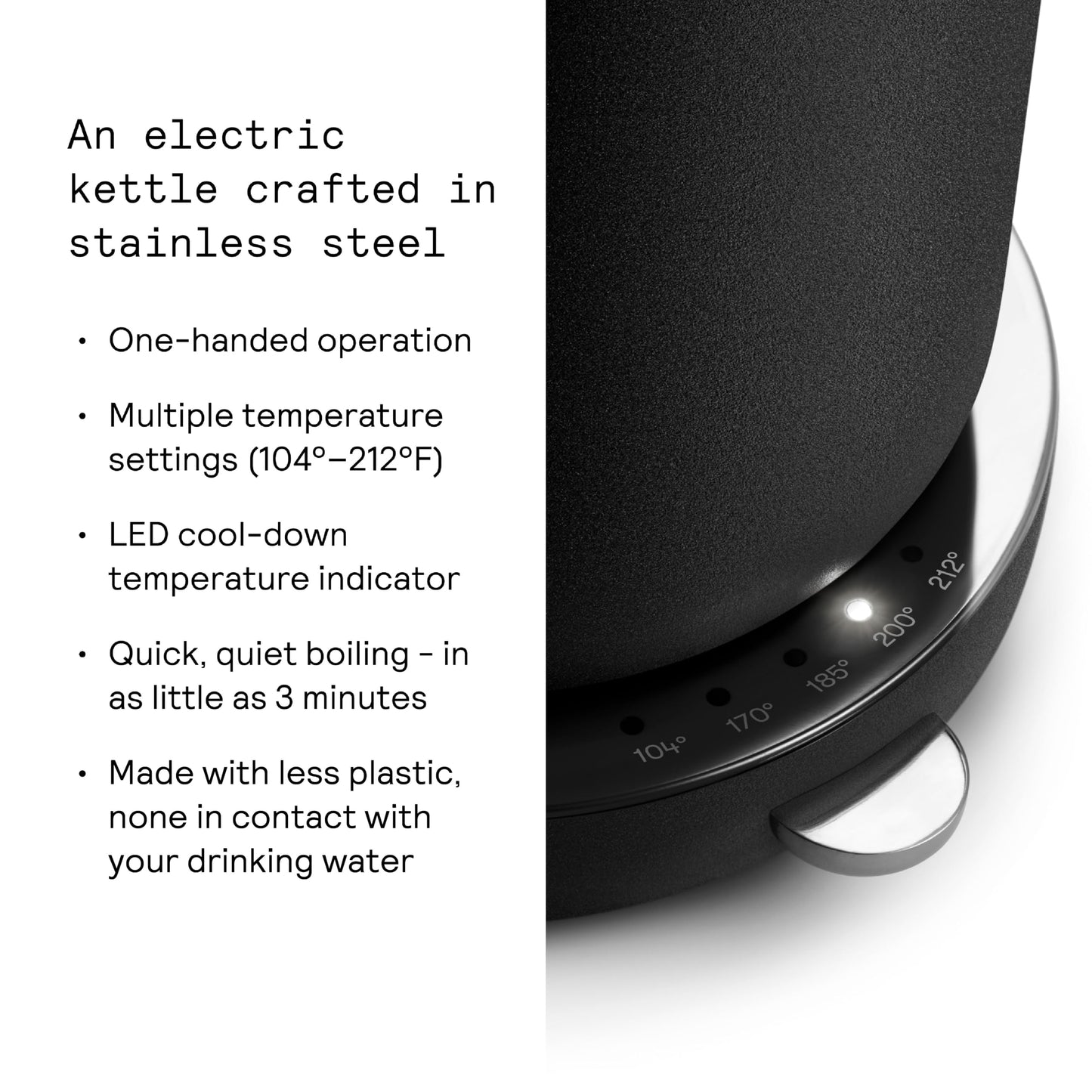 Kettle Electric Stainless Steel Tea Kettle 1.2L (Black)