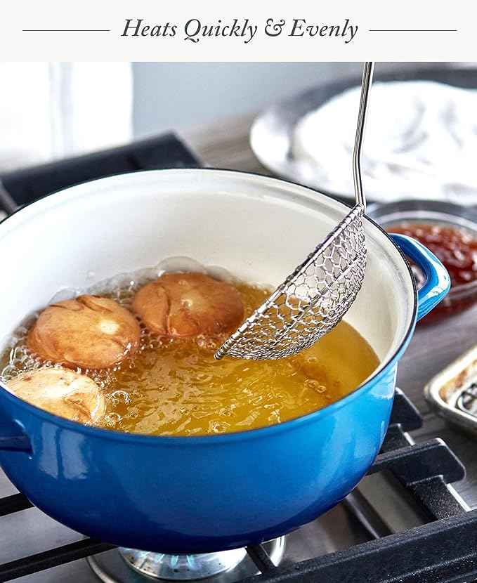 Merten & Storck 7QT Round Dutch Oven Casserole Pot with Lid, European Crafted Enameled Iron Stockpot, Induction & All Cooktops, Braising, Stews, Roasting, Slow Cooking, Sourdough, Caribbean Blue