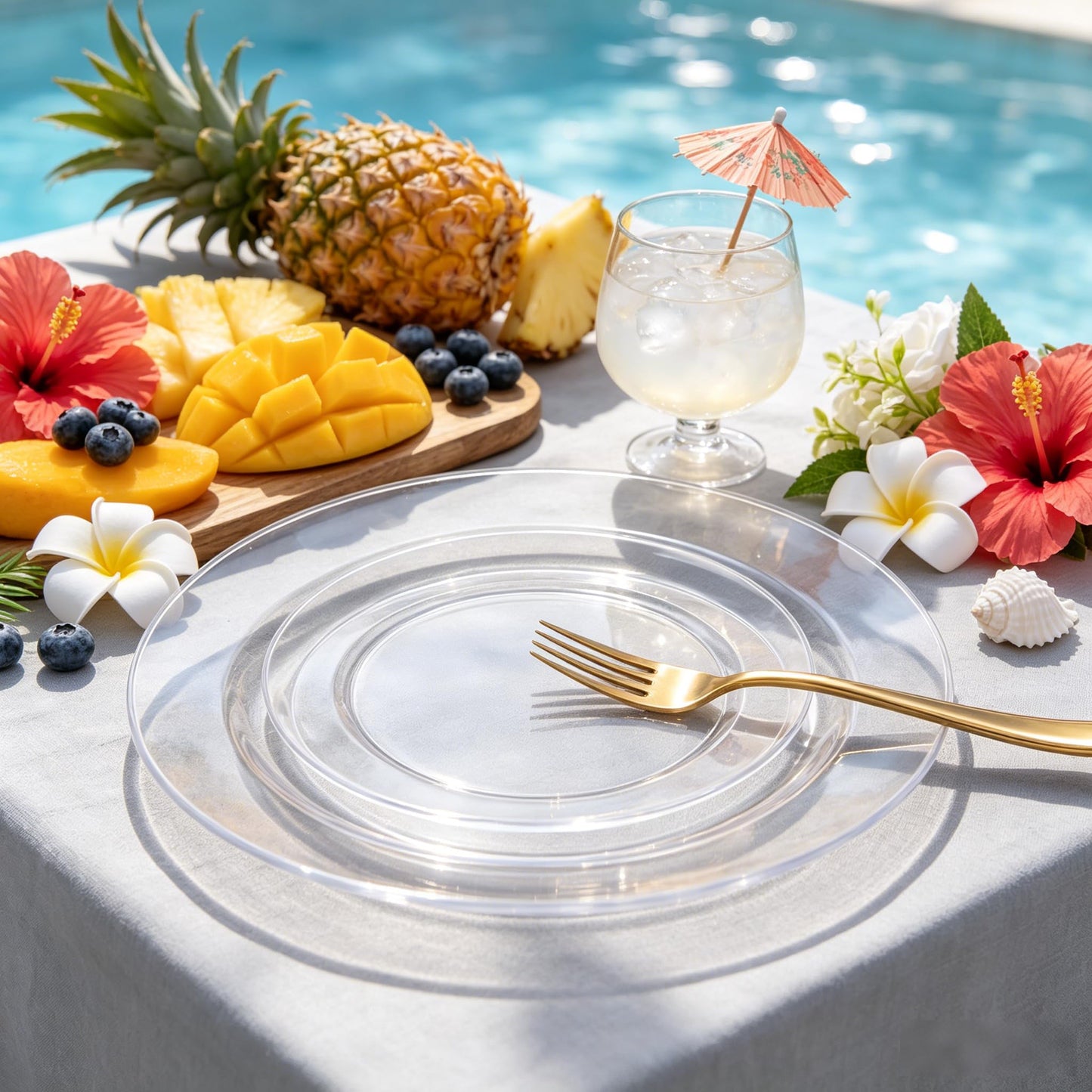 60PCS Clear Plastic Plates (60 Count)