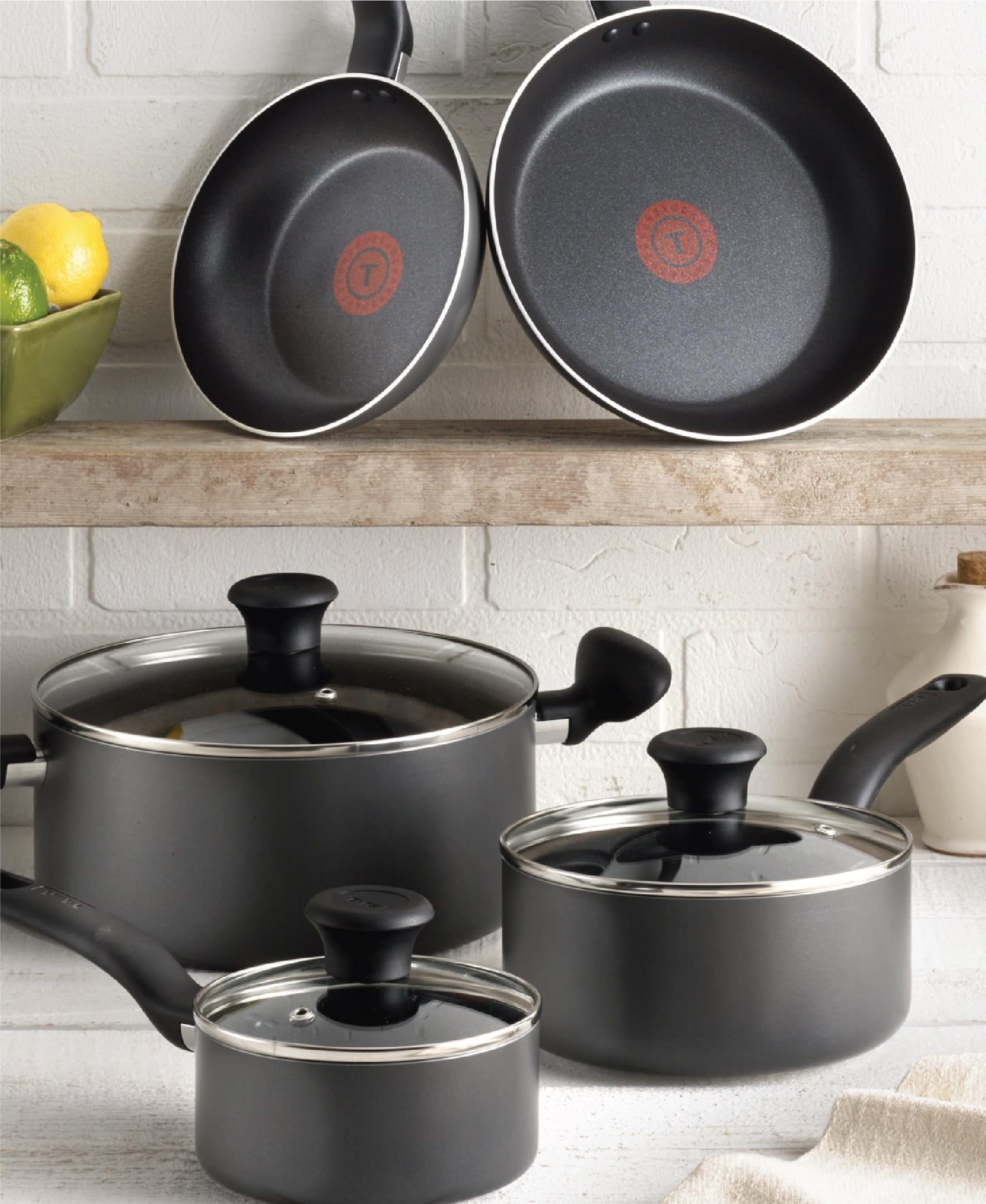 Initiatives Nonstick Cookware Set 18 Piece (Stone Gray / 18-Piece)
