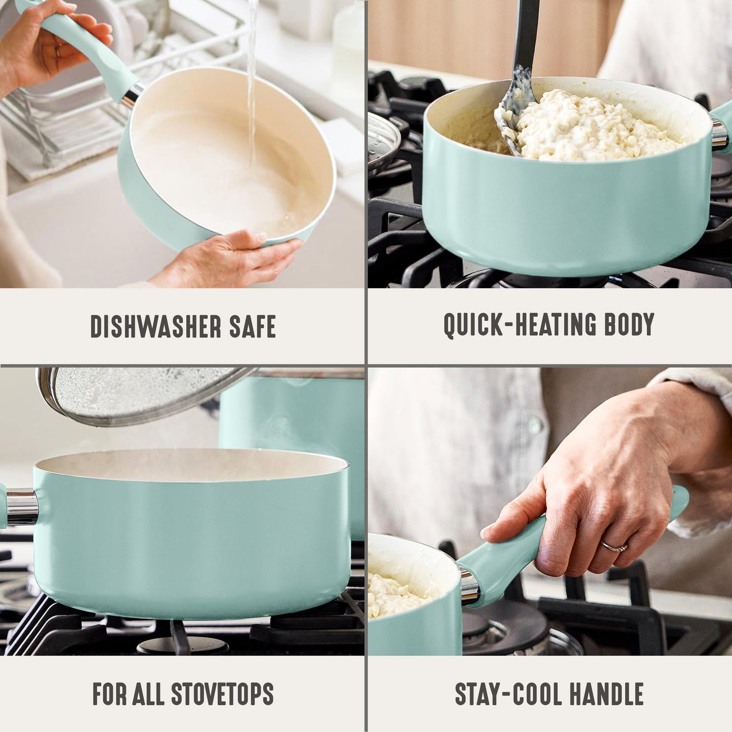 2QT Ceramic Nonstick Saucepan with Lid (2 Quarts / Turquoise 2.0)