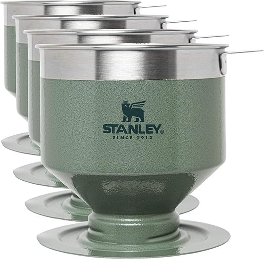 STANLEY Perfect Brew Pour Over Manual Single Cup Coffee Maker Drip Coffee Maker with Reusable Filter | Easy Clean Stainless Steel BPA-Free Hammertone Green (Pack of 4)