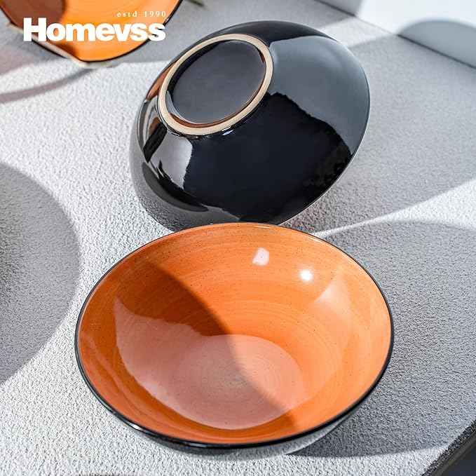 Stoneware Sonoma 16pc Dinnerware Set, Black + Speckled Spin Wash Orange