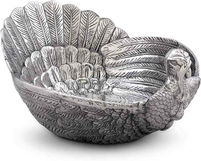 Arthur Court Serving Salad Bowl Turkey Large Thanksgiving Table Serving Bowl Fruit Bowl Statement Piece 13 inch Long x 10.5 inch Wide