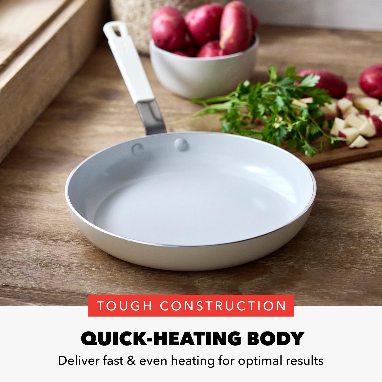 x Bobby Flay 10" Diamond Ceramic Nonstick Frying Pan (10" Frying Pan Skillet / Cream)