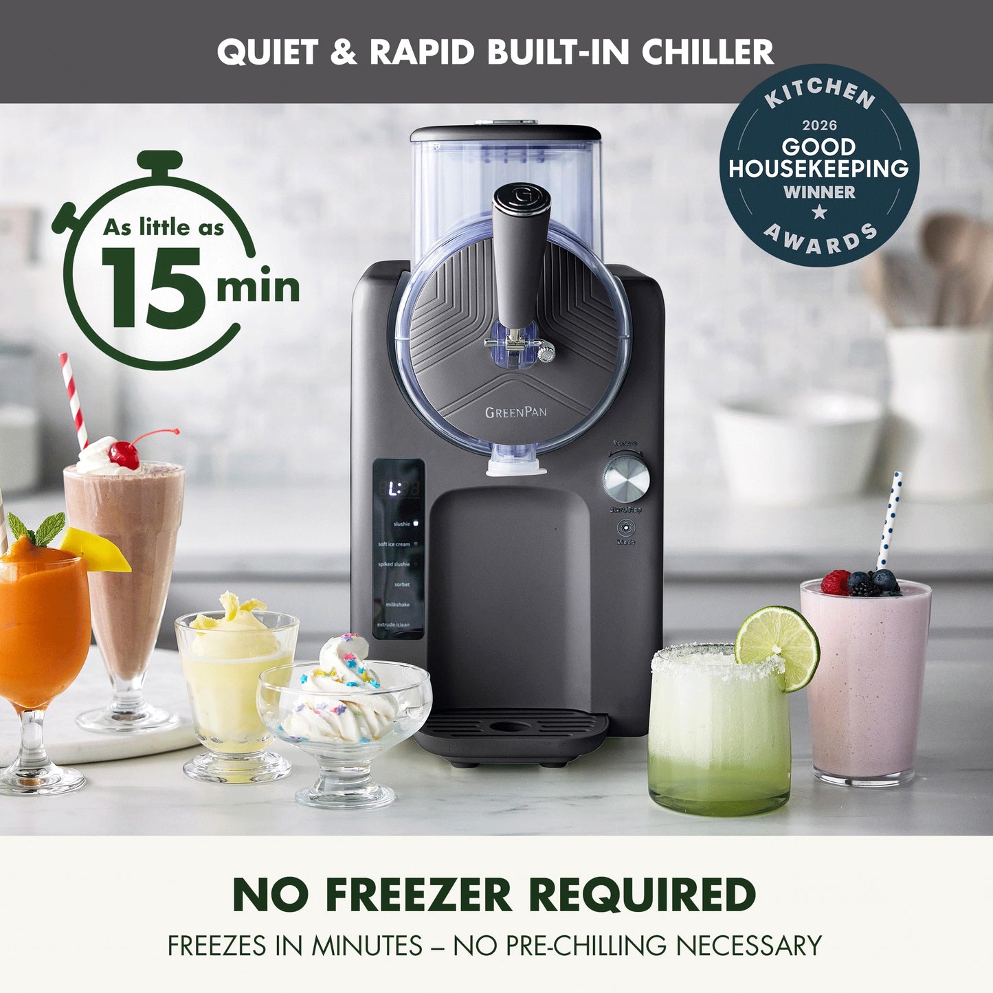 Frost Ice Cream Maker & Slushie Machine (4 Pint Ice Cream & Frozen Drink Maker / Licorice Gray)