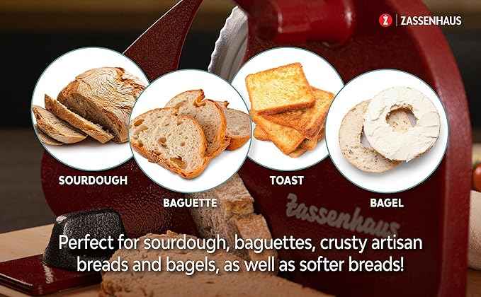 Zassenhaus Original Classic Adjustable Bread Slicer for Uniform Slices - Bread Slicer for Homemade Bread - 18/8 Stainless Steel Blade Sourdough Cutter - Black, 11.75" x 8"