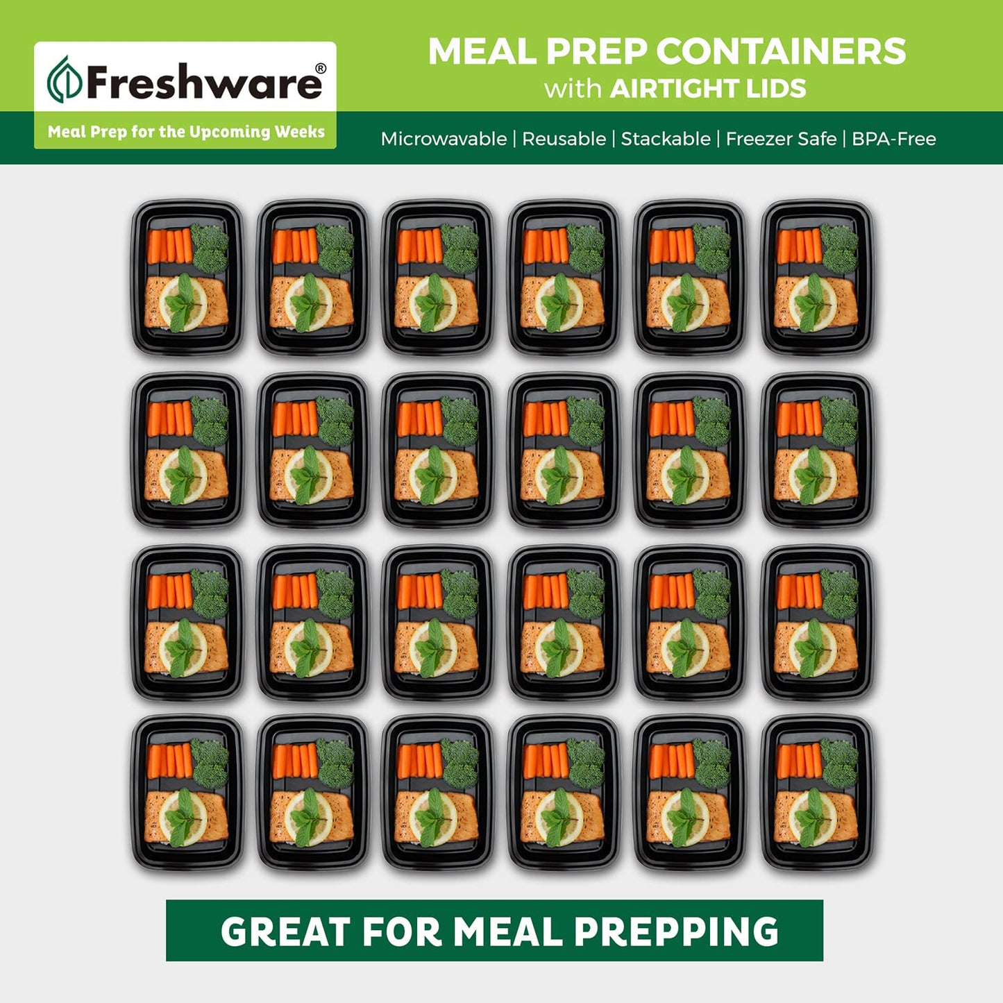 Meal Prep Containers [50 Pack] 1 Compartment Food Storage Containers with Lids (16OZ_50PK)