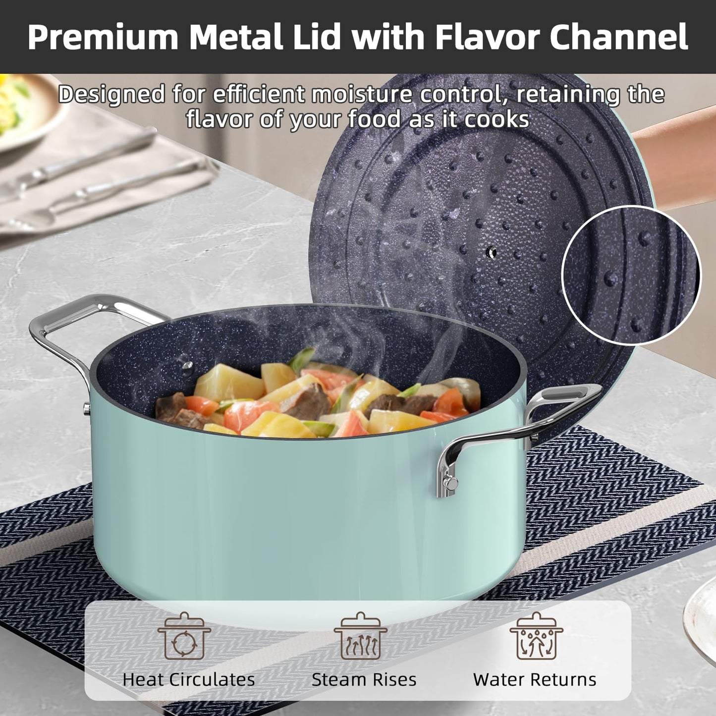 Lux 13pc Forged Lightweight Nonstick Ceramic Cookware Set (Mint Green)