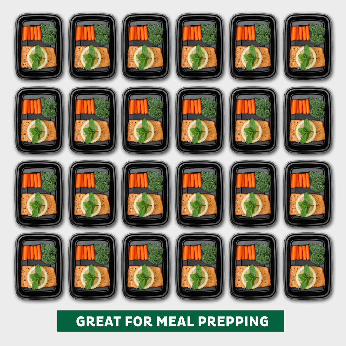 Meal Prep Containers 15 Count (Black / 28OZ-15PK)