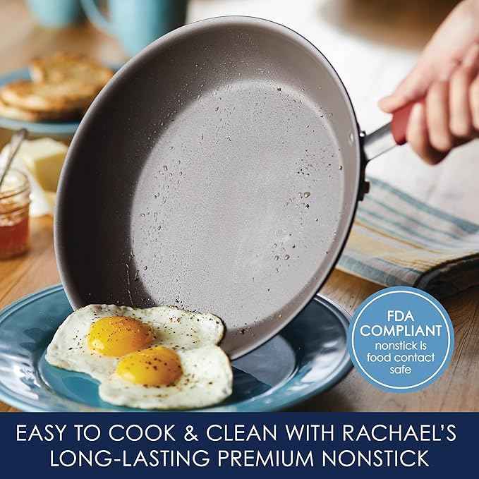 Rachael Ray - 87630 Rachael Ray Cucina Hard Anodized Nonstick Cookware Pots and Pans Set, 12 Piece, Gray with Red Handles