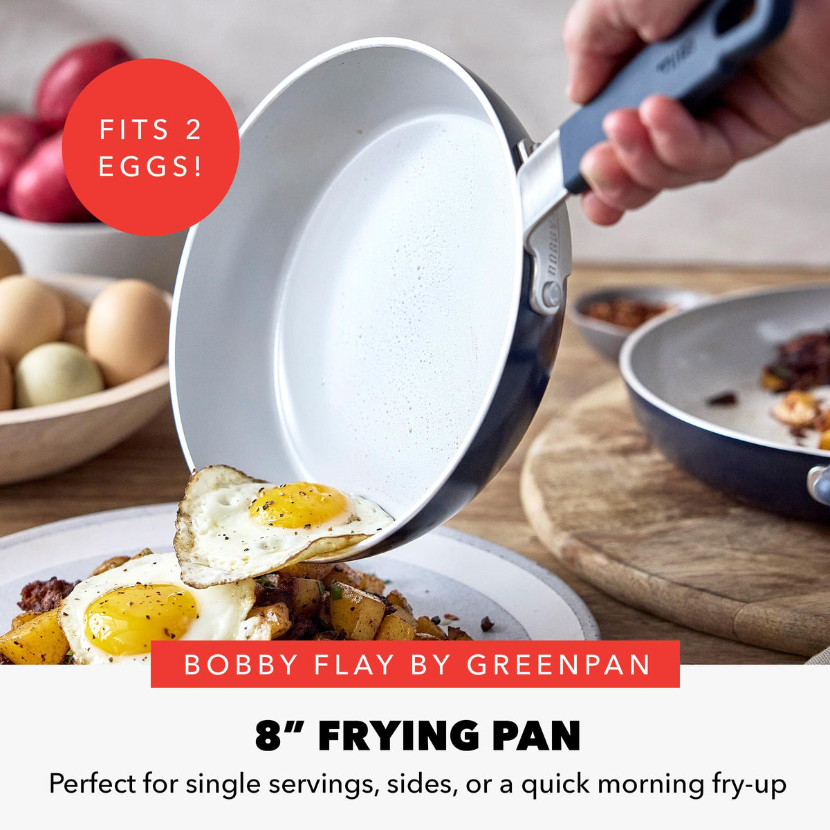 x Bobby Flay 8" Diamond Ceramic Nonstick Frying Pan (8" Frying Pan Skillet / Oxford Blue)
