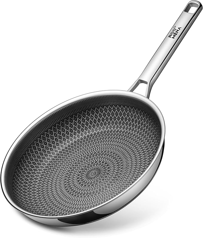 Non Stick Frying Pans Hybrid Ceramic, 12 Inch Tri-Ply Stainless Steel Skillet, Non-Toxic, PFAS/PFOA/PTFE Free, Metal Utensil Safe, Dishwasher & Oven Safe, Induction Compatible,Upgraded Version