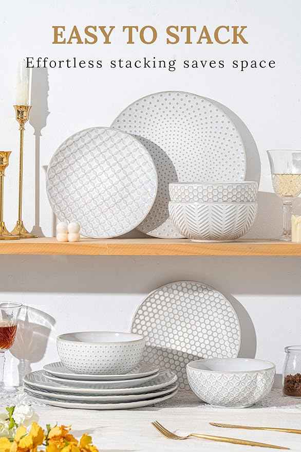 36-Piece Dinnerware Set for 12,Transform Your Table with Stylish Plates & Bowls,Ideal for Hosting, Entertaining & Special Occasions, Dishwasher Safe