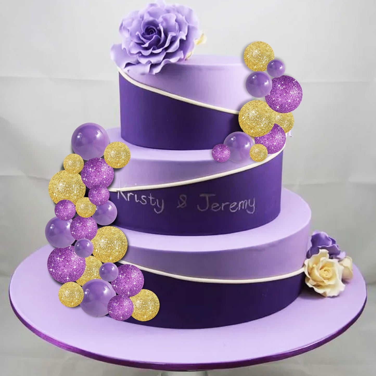 40 Pcs Ball Cake Toppers Mini Balls Cake Decorations Purple Gold Foam Balls DIY Cake Topper for Baking Congrats Grade 2026 Graduation Birthday Mardi Gras Lakers Decorations (40 Count)