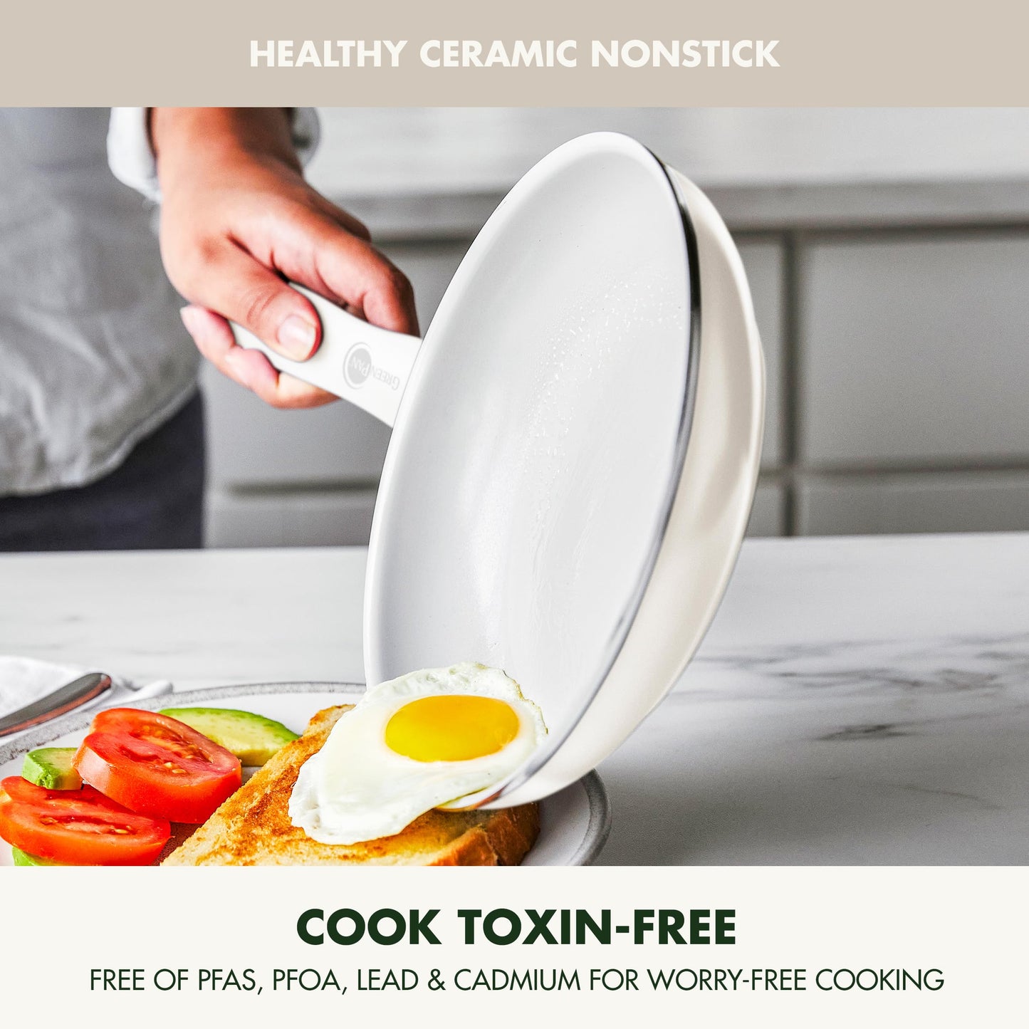 Dover Healthy Ceramic Nonstick (12 Piece Cookware Set / Cream White)