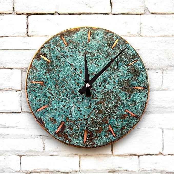 Handmade Copper Wall Clock Artisan Touch in Every Piece - Tree of Time Wall Decor Clock for Living Room, Office, Kitchen & Bedroom (Pure Copper, 11)