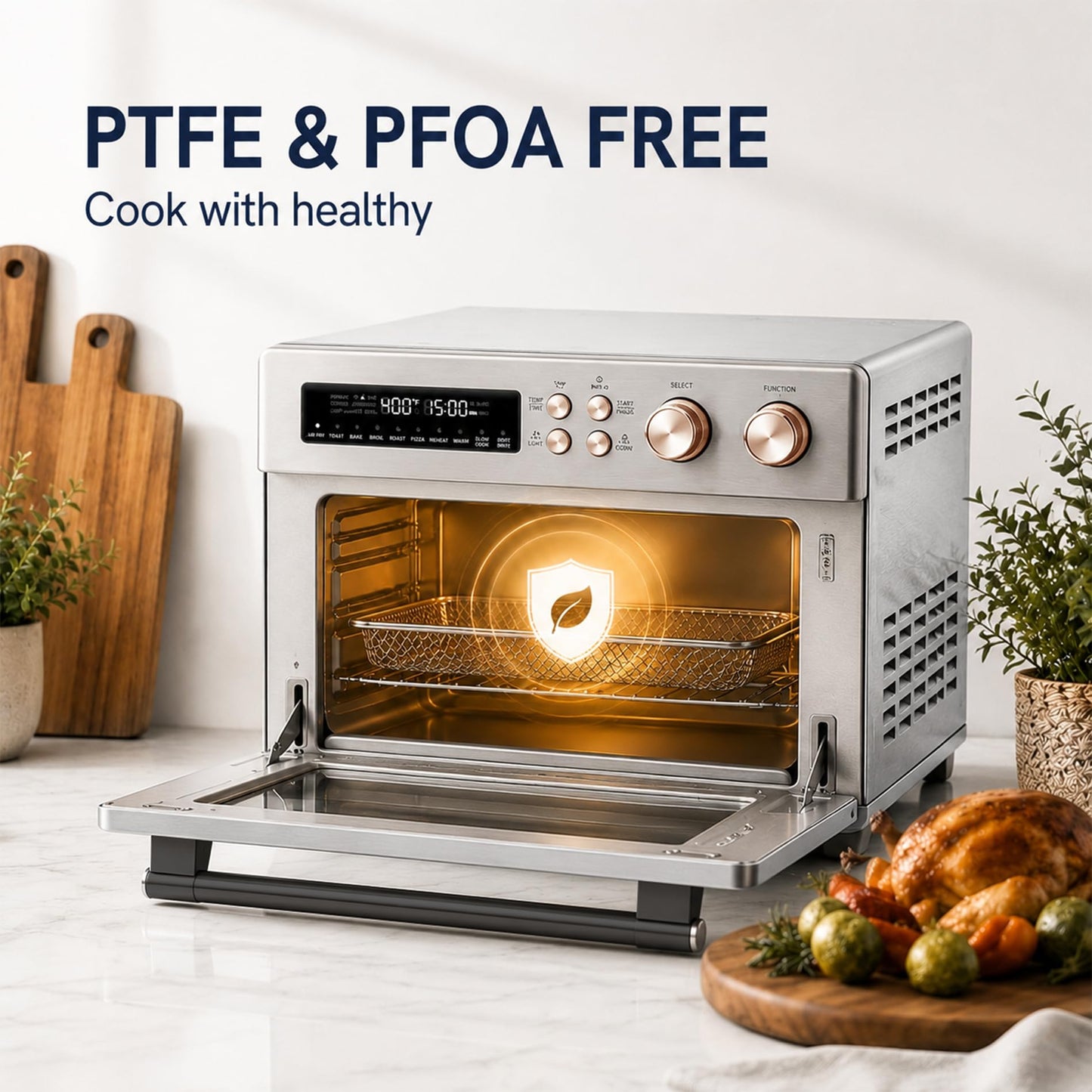 Infrared Heating 26.3 QT Air Fryer Toaster Oven (Brushed Stainless Steel Finish)