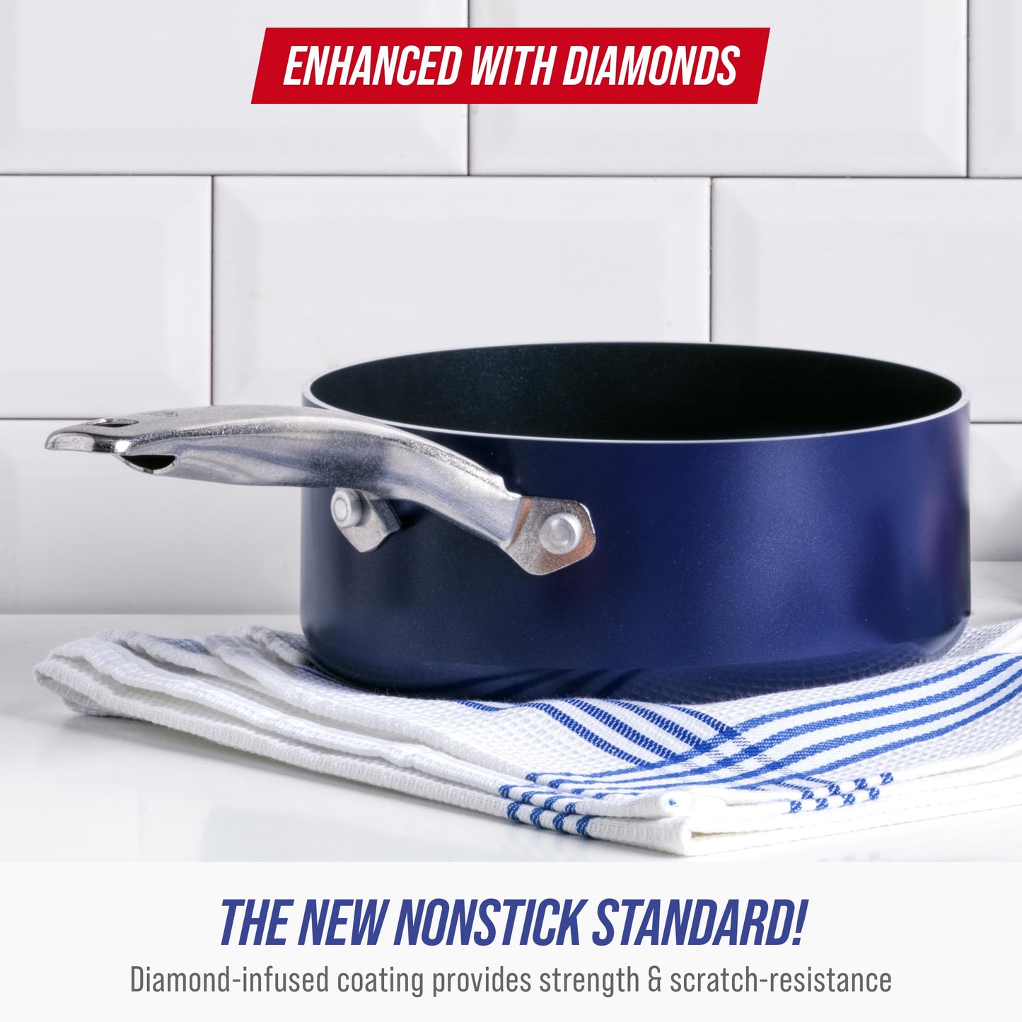 2QT Diamond Infused Ceramic Nonstick Sauce Pan with Lid