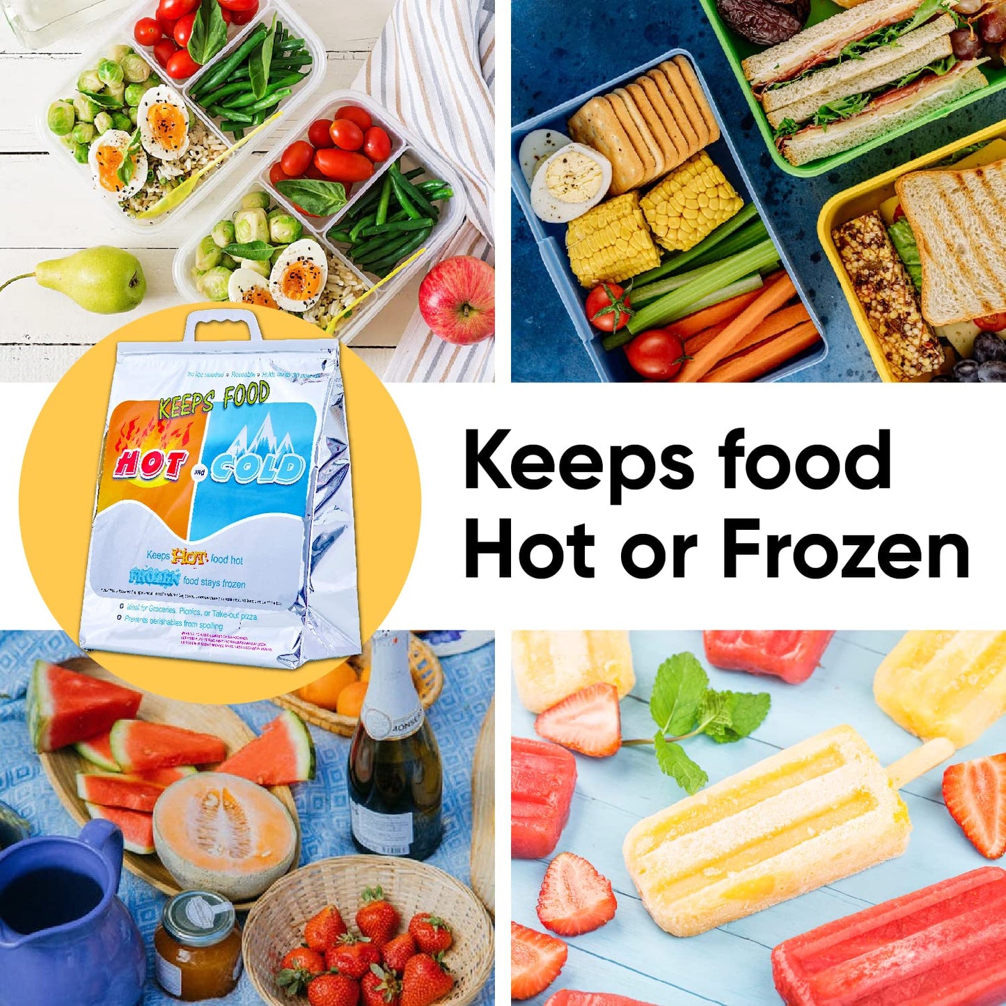 Hot and Cold Insulated Bags for Food Delivery (Medium (Lunch Size))