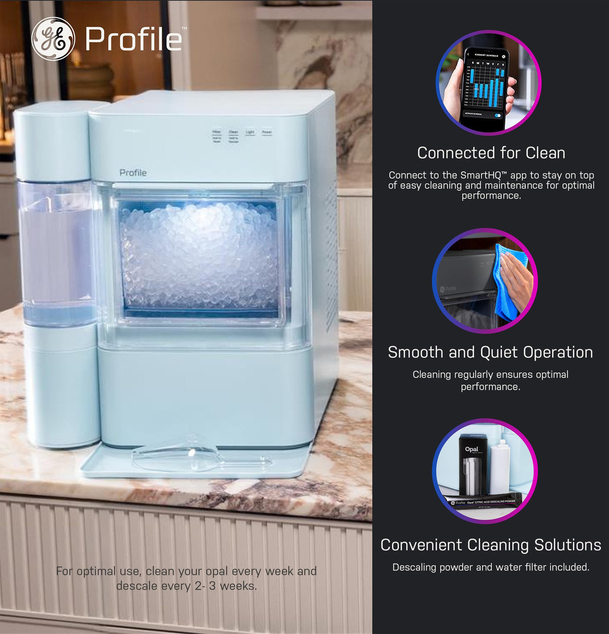 GE Profile Opal 2.0 XL Countertop Nugget Ice Maker with 1 Gallon Tank (Moonstone Blue)