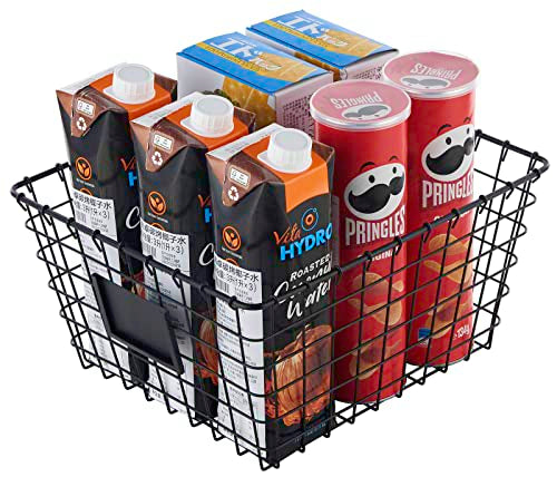 4 Pack【Large】 Wire Handmade Storage Basket for Organizing Household Goods (Medium Black)