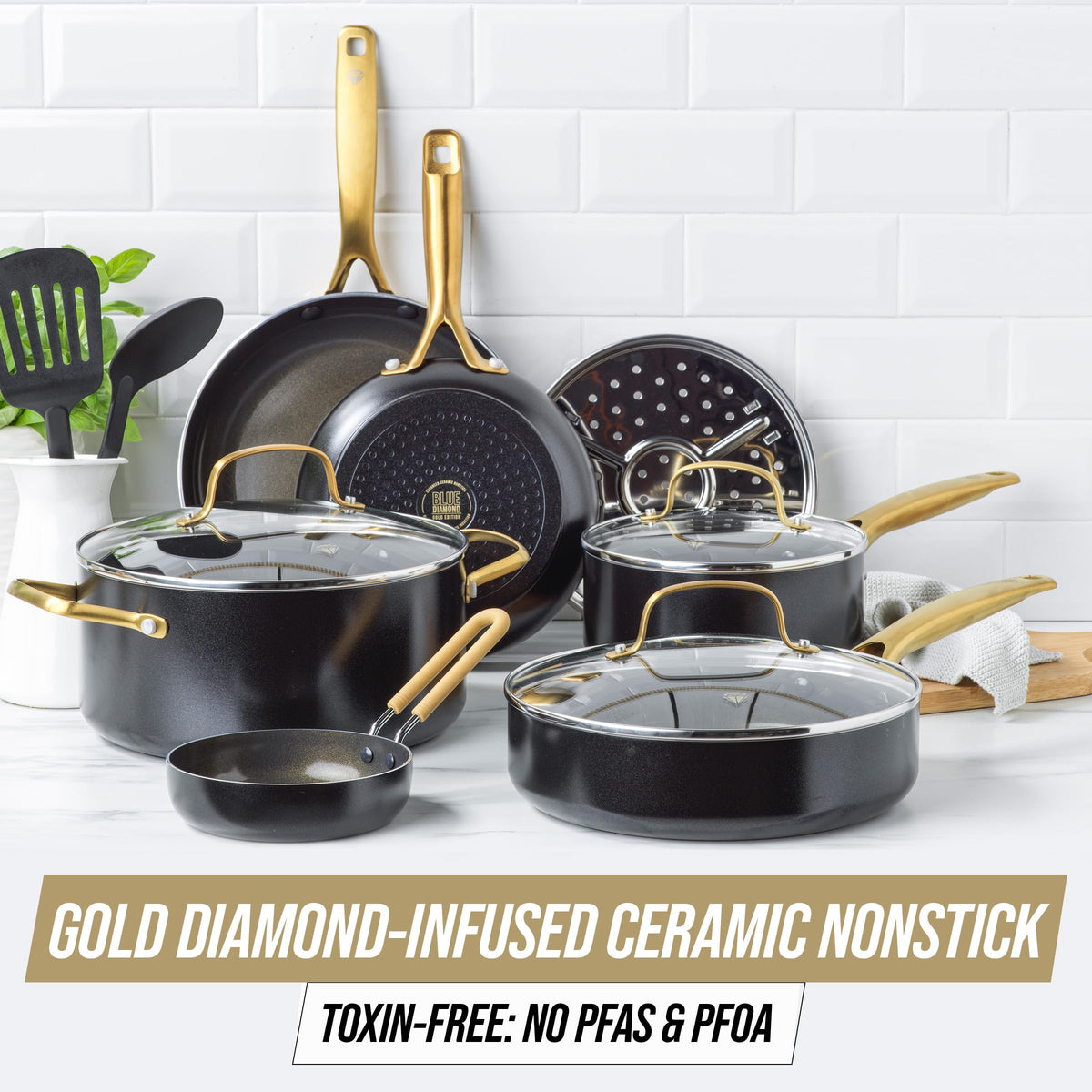 Gold 12 Piece Cookware Set