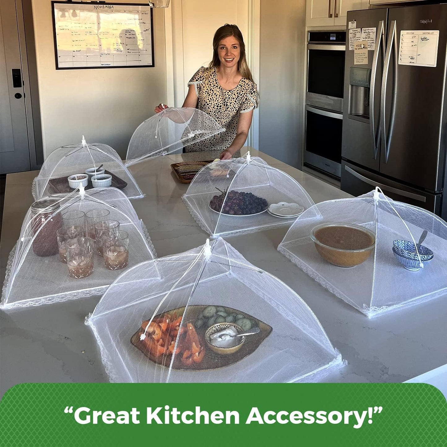 Simply Genius Mesh Food Covers - 12-Pack, 17in x 17in, White - Outdoor Kitchen & Picnic Accessories - Hosting Essentials for Glamping & Tailgating