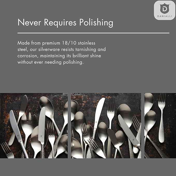 Modern Silverware Set, 18/10 Stainless Steel Flatware, Mirror Finish, Dishwasher Safe, Elegant Cutlery for Home and Dining, Built to Last (60-Piece, Razzoli)