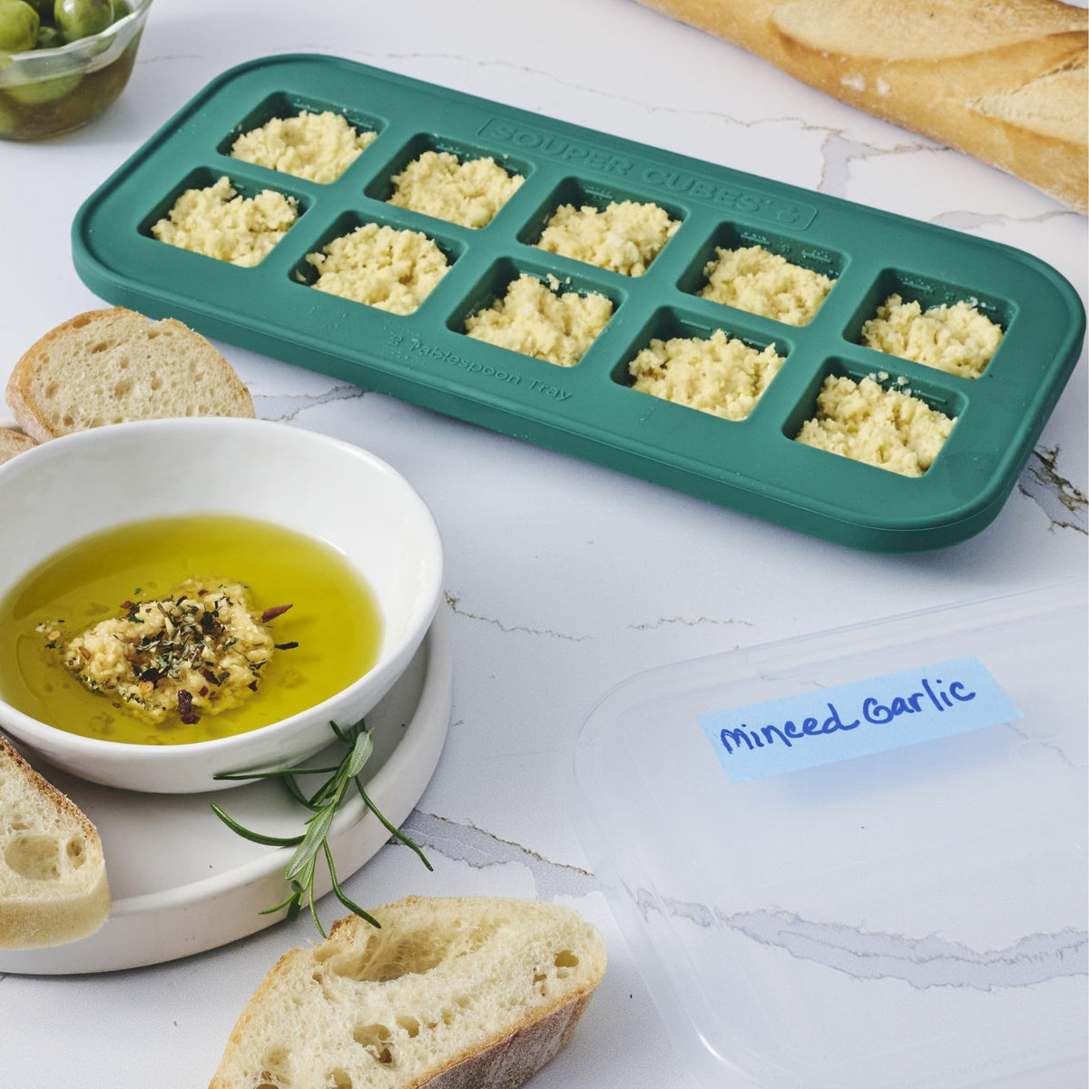 2 Tbsp Silicone Freezer Molds with Lids (2-Pack / Kale)