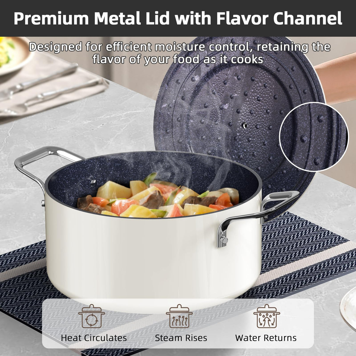 Lux 13pc Forged Lightweight Nonstick Ceramic Cookware Set (Oyster)