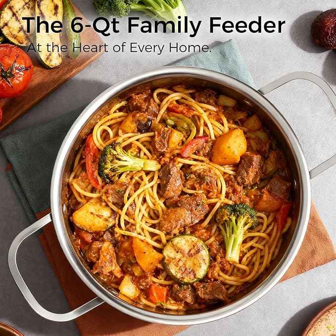 Nonstick Pots and Pans Set, 14 Piece Hybrid Hex Non Stick Stainless Steel Cookware with Frying Pans, Saute Pan, Saucepans & Stock Pot - Induction Compatible, Dishwasher &Oven Safe, PFOA Free