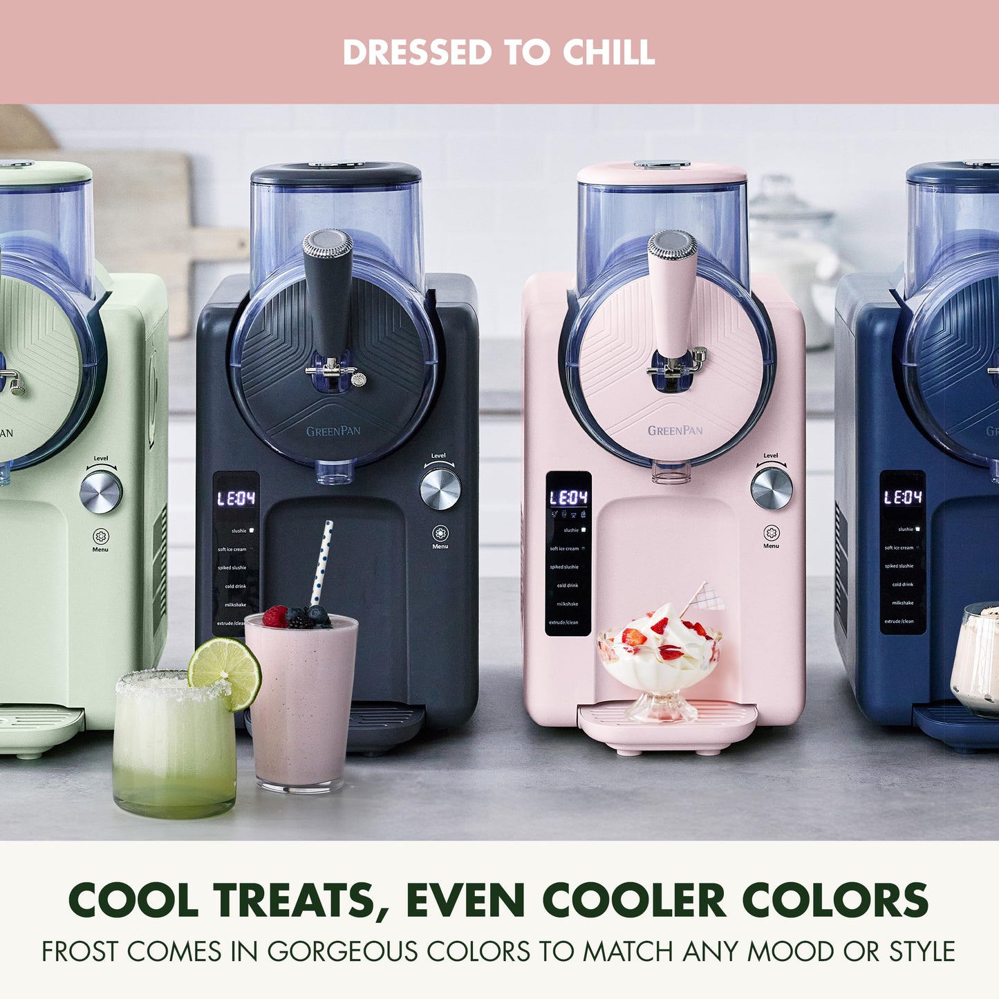 Frost Ice Cream Maker & Slushie Machine (4 Pint Ice Cream & Frozen Drink Maker / Strawberry Pink)