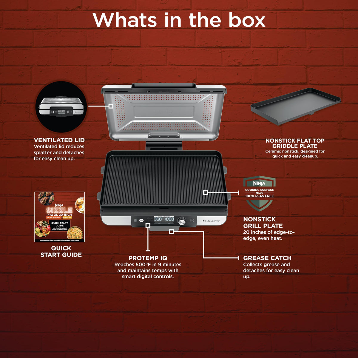 Sizzle™ Pro XL 20'' Indoor Griddle & Grill (20 Inch)