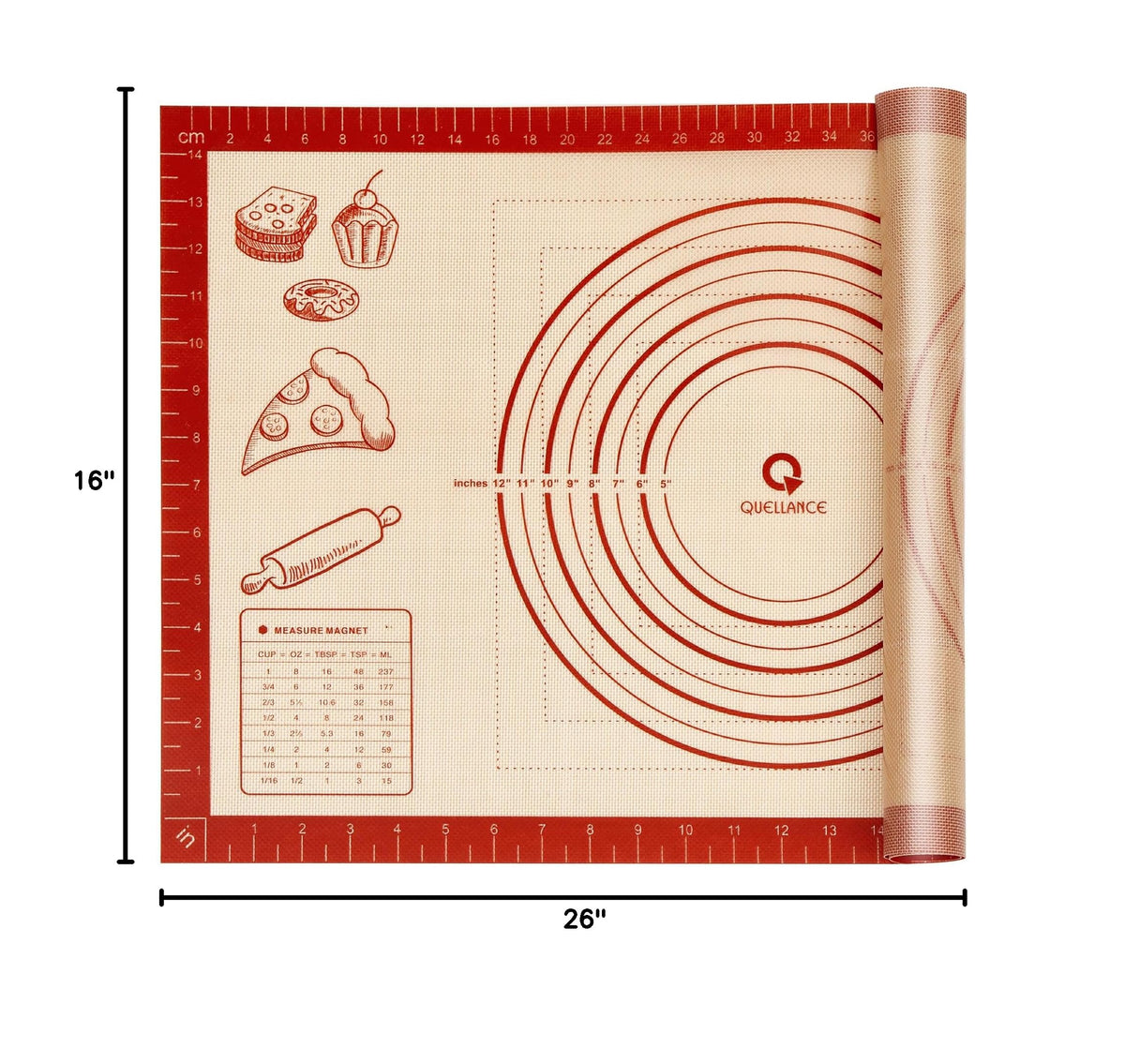 Silicone Baking Pastry Dough Mat (26"L x 16"W)