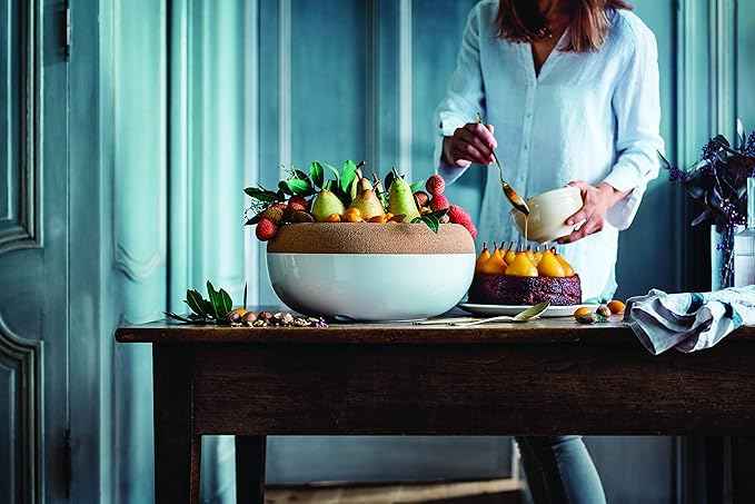 Emile Henry Ceramic Made in France Large Fruit & Vegetable Storage Pantry Bowl, 14.1 inch diameter, Blue Flame