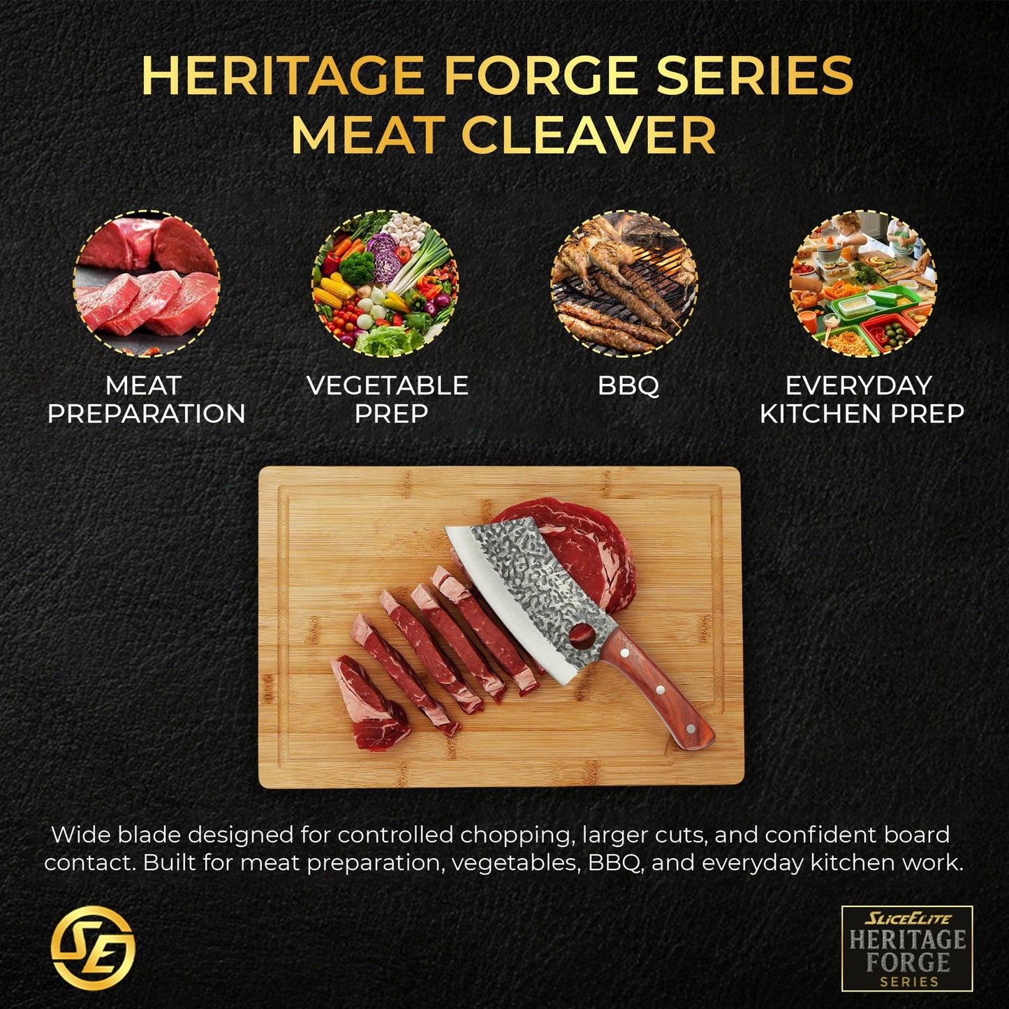 Meat Cleaver Forged Butcher Knife Meat Cutting Knife Kitchen Knives BBQ